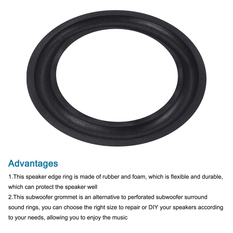 MECCANIXITY Rubber Speaker Foam Edge Surround Rings 6.5 Inch 105mm x 155mm Perforated Subwoofer Rings Replacement Parts for Speaker Repair or DIY Black 2 Pcs