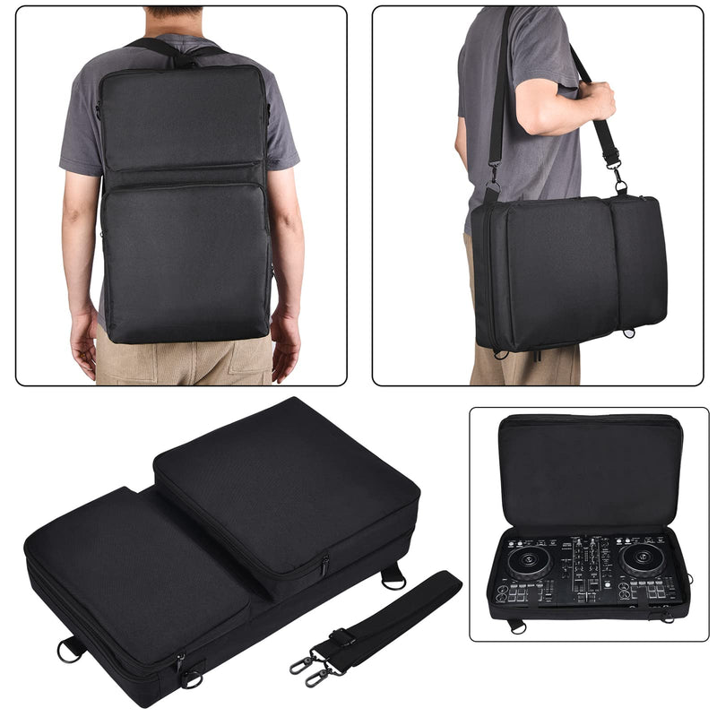 Portable Sofe Case Shoulder Bag Backpack for Pioneer DJ DDJ-FLX4/DDJ-400 DJ/DDJSB3,for Roland DJ-202,for Hercules Inpulse 300,for Native Instruments TRAKTOR Kontrol S2 DJ Controller and More Black Bag for DJ Controller