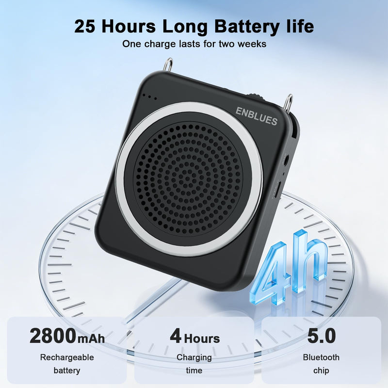 [AUSTRALIA] - Voice Amplifier for Teachers with Wired Handheld Microphone and Headset Microphone, 2800mAh Mini Pa System Bluetooth Personal Portable Speaker for Classroom, Meeting and Yoga, Black 