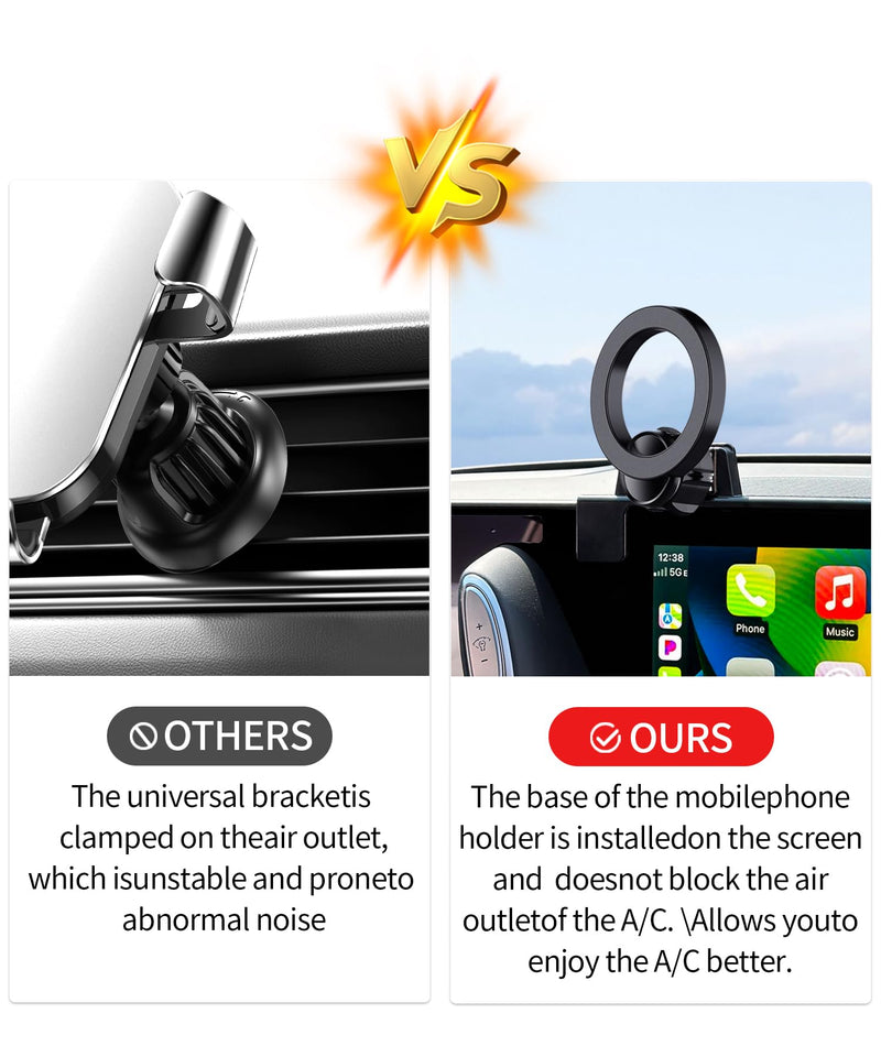 Car Phone Holder for Genesis G90 2023-2026 12.3" Screen Magsafe Accessories | Magnetic Cell Phone Mount Clip Compatible with iPhone, 3D fit Stable Dashboard GPS Navigation Bracket Cradle Stand