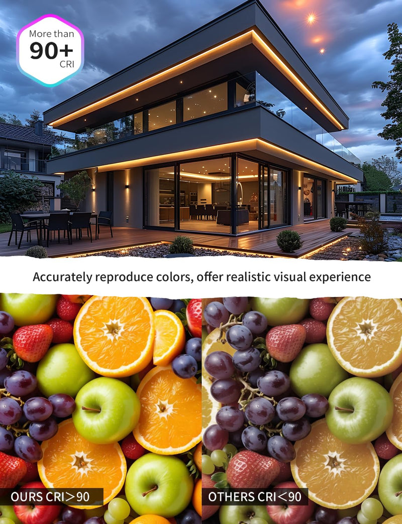 [AUSTRALIA] - 20FT COB LED Strip Lights Outdoor IP67 Waterproof,6M, Flexible DC 24V, Remote & App Control, Dimmable, Warm White 3000K Led Tap Lighting For Garden Patio ,Kitchen Living Room Bedroom DIY Decor 3000K-20FT 