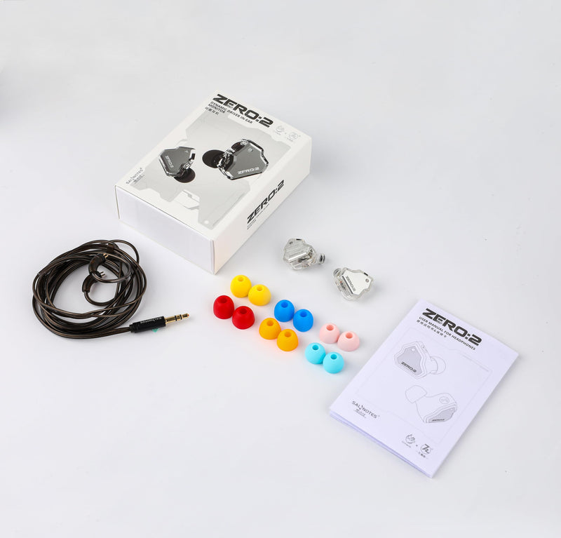 Linsoul 7Hz x Crinacle Zero:2 Updated 10mm Dynamic Driver in Ear Monitor(Silver) + Kiwi Ears Flex Earbud Tips, 3 Pairs, S/M/L Size
