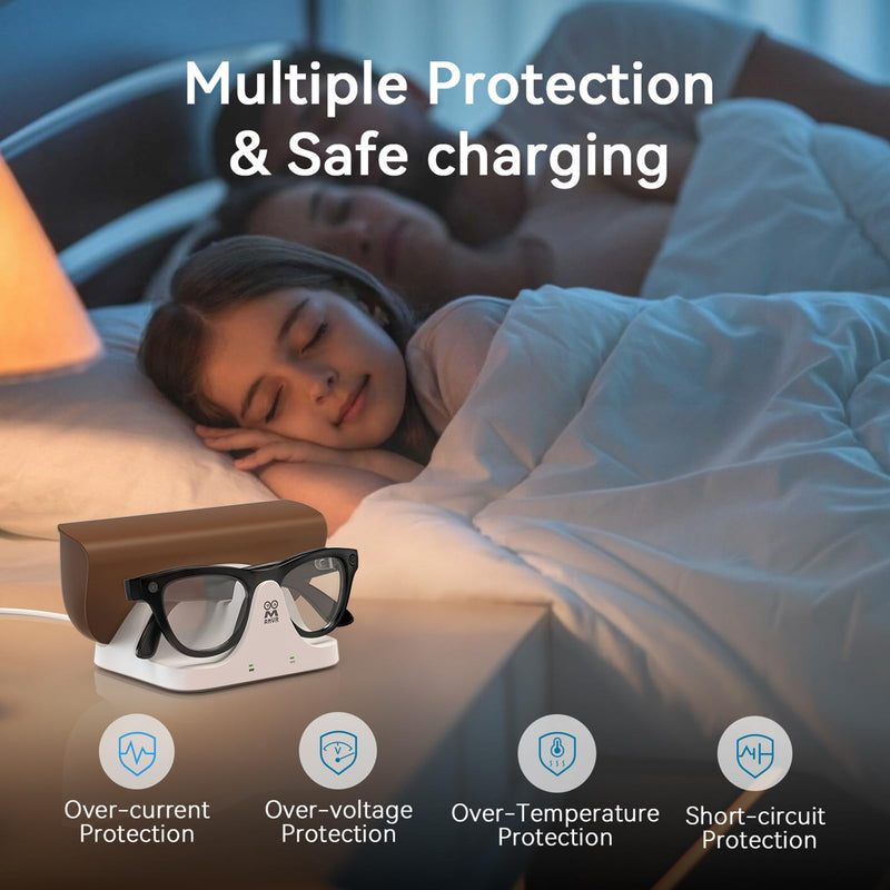 AMVR Magnetic 2-in-1 Charging Dock Compatible with Ray Ban Meta Wayfarer/Skyler/Headliner Smart Glasses Case Accessories, Charger with LED Indicator(Not Compatible with Oakley,Blayzer and Display)