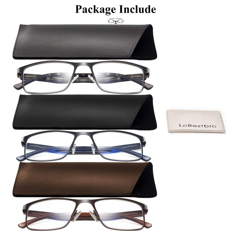 [AUSTRALIA] - 3 Pack Blue light Blocking Reading Glasses for Men, Stylish Metal Frame Readers 3 Pack Mix Color 2.0 x 