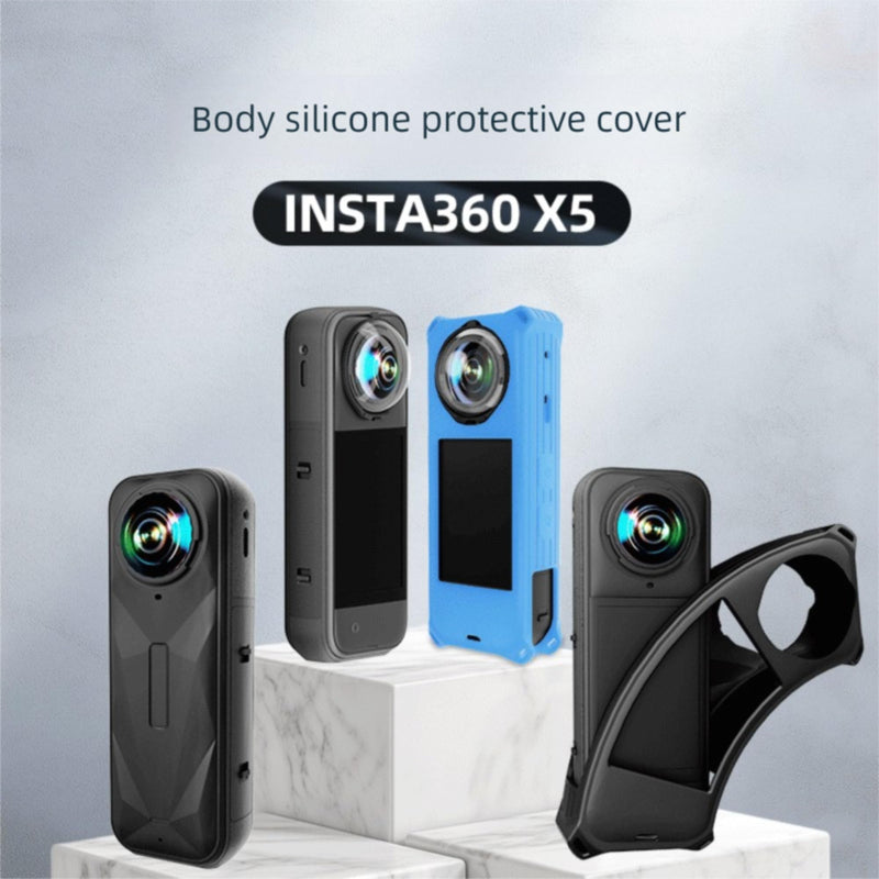[AUSTRALIA] - PCTC 360 X5 Silicone Case +Lens Cap Compatible with Insta360 X5 Accessories All-Round Shockproof Lightweight (Red) Red 