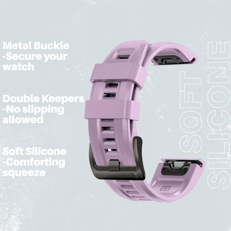 26mm watch band for garmin fenix 5x 6x 7x 3 hr quickfit 26 watch band for garmin women men silicone Purple and Dark Blue Bundle