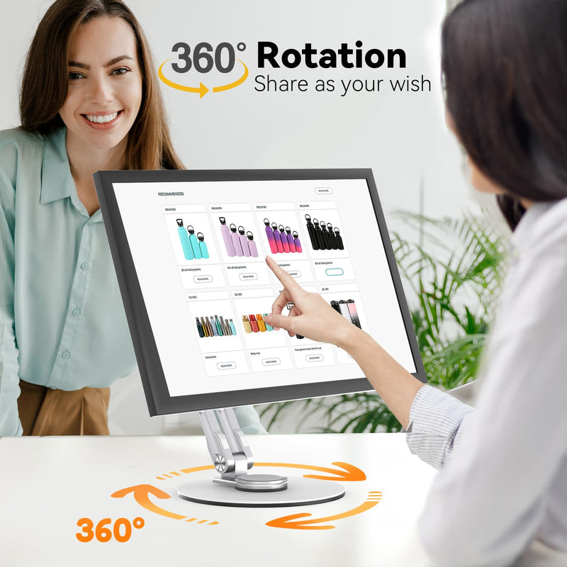 [AUSTRALIA] - Swivel and Tilt Stand for Echo Show 15, Vesa Monitor Stand, Three-Hinge Adjustable Angle and Height with 360° Rotation Base, Supports Switching Between Landscape and Portrait Screens(White) White 