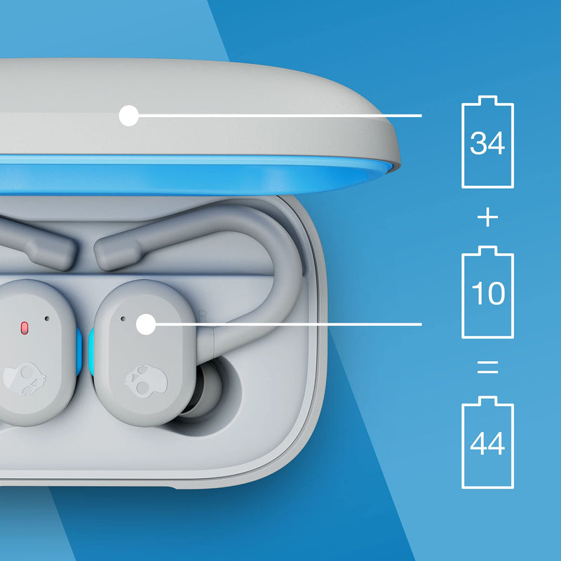 Skullcandy Push Active True Wireless in-Ear Bluetooth Earbud, Use with iPhone and Android with Charging Case and Mic, Great for Gym, Sports, and Gaming, IP55 Water, Dust Resistant - Grey/Blue Light Grey/Blue One Size