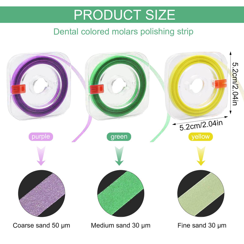 Zimoer Tooth Sandpaper, 3 Volumes Dental Polishing Strips, 20/30/50μm Size of Grains, Teeth Sandpaper for Spaces, Interdental Sanding Tools for Polishing Teeth, 4 mm x 6 m / Rolls