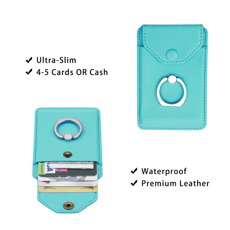Cell Phone RFID Ring Stand Stick on Wallet for Back of Phone for iPhone Android and All Smartphones Adhesive Credit Card Holder for Cell Phone-Green Green