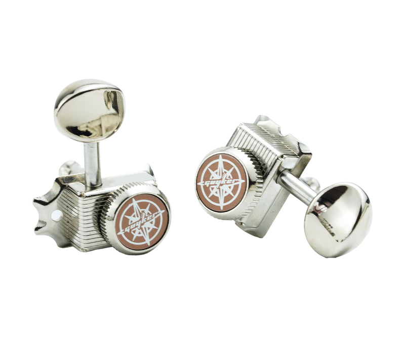 Guyker 6 Inline Vintage Guitar Lock String Tuners – Locking Tuning Key Pegs Machine Heads Replacement Parts for ST TL Style Electric, Folk or Acoustic Guitars – Nickel