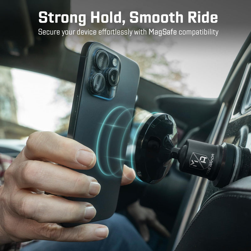 Mob Armor MobNetic Maxx MS MagSafe Phone Mount for Car, Black | Customized MagSafe Compatible, Personalized Mount, Heavy Duty Aluminum Metal, Works w/ iPhones & Androids