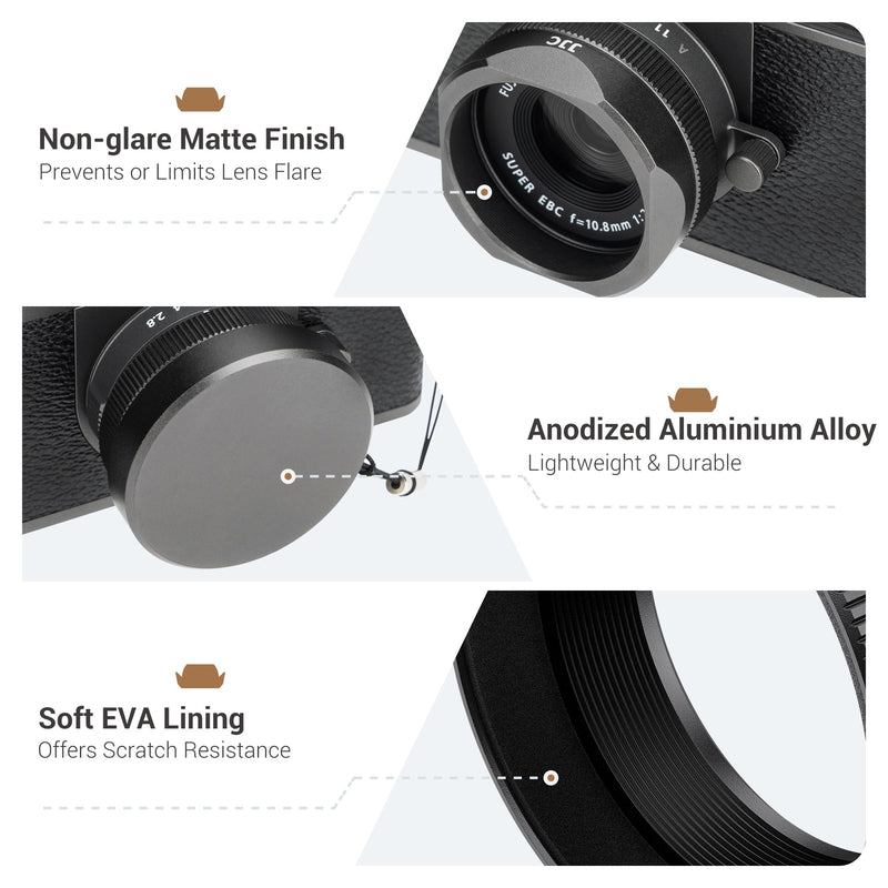 [AUSTRALIA] - Metal Square X Half Lens Hood Sun Shade with Lens Cap for Fuji Fujifilm X Half Xhalf Digital Camera, Protective Cover Shading Hood Protector, Block Stray Light Reduce Flare - Black Black for Fujifilm X Half 