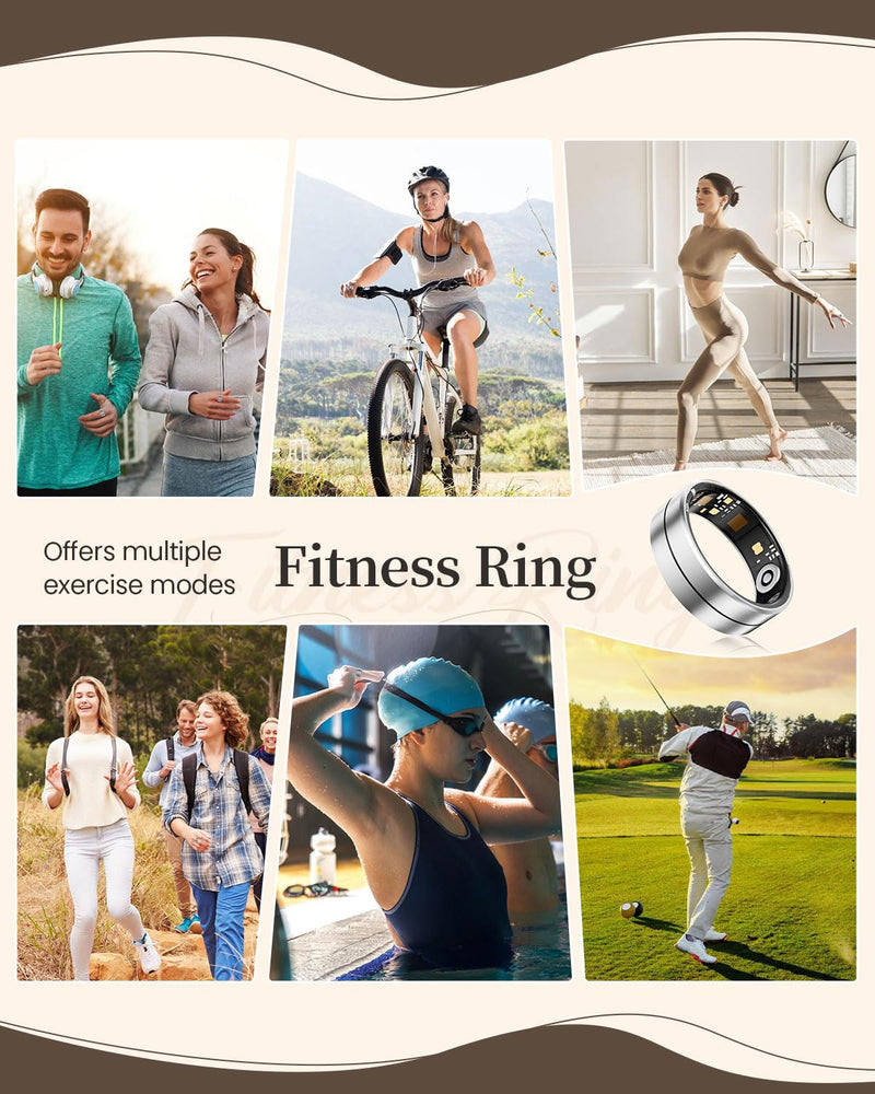 Fvtga Smart Ring for Women Men, Health Tracker with Digital Charging Case, 24/7 Heart Rate SpO2 Sleep Stress Monitoring, IP68 Waterproof Fitness Ring, No Subscription Fee, iOS Android(Silver, 11) Silver