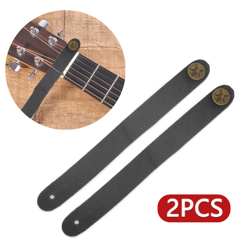 Pack of 2 Guitar Headstock Strap Tie, Leather Guitar Neck Strap Button, Guitar Strap Lock for Acoustic, Electric, Bass Guitars, Ukulele Straps 2pcs