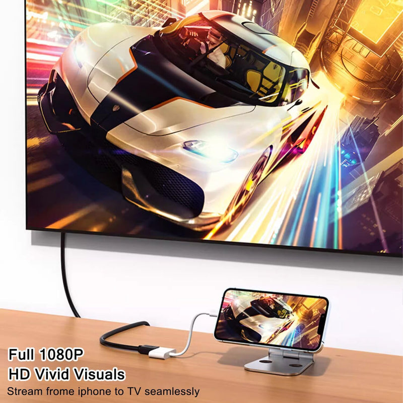 HDMI Adapter for iPhone to TV, 4K HD Digital AV Adapter Screen Converter with Charging Port, Compaitble with iPhone to HDMI Adapter Cable for HDTV, Monitor, Projector, white