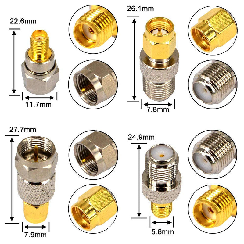 onelinkmore SMA to F Coax Kit RF Coaxial Adapter Kits SMA to F Antenna Connector TV Coax Adapter Connector for DAB+/FM/AM Radio Pioneer Spectrum Analyzer sdr Dongle rtl-sdr Coax Cable Adapter