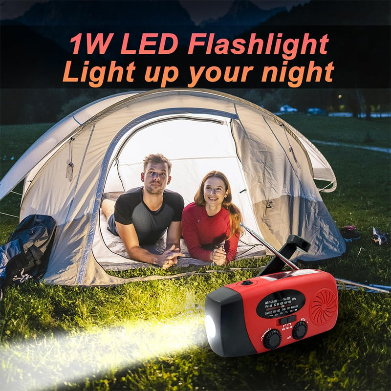 [AUSTRALIA] - Emergency Hand Crank Radio, 2000mAh/7400mWh NOAA Weather Radio Battery Operated, Solar Radio Flashlight Cell Phone Charger, LED Reading Lamp, SOS Alarm for Home, Outdoor Emergencies 