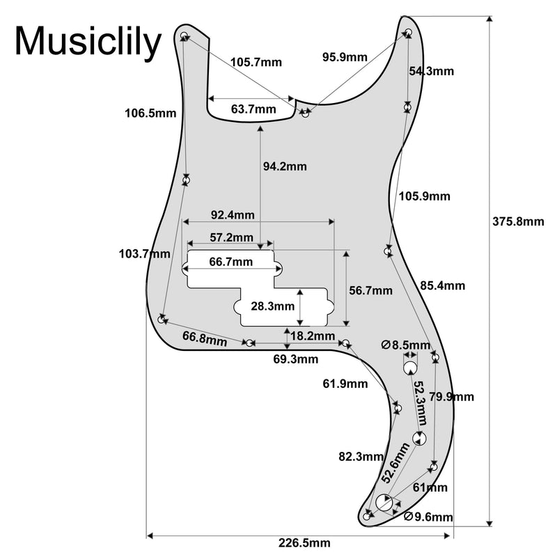 [AUSTRALIA] - Musiclily Pro 13-Hole Bass Pickguard for Squier Sonic Precision Bass, 3Ply Black 