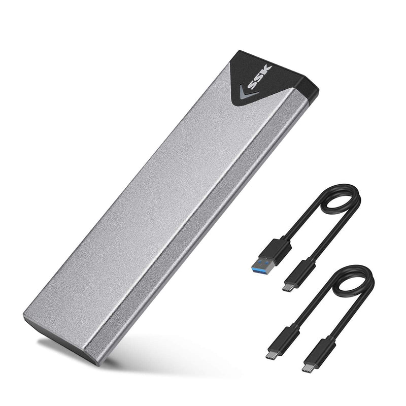 SSK Bundles with Tool Free M.2 NVME SATA SSD Enclosure Adapter, USB 3.2 Gen 2 (10 Gbps) and Screw Installation M.2 NVME SATA SSD Enclosure Adapter, USB 3.2 Gen 2 (10 Gbps)