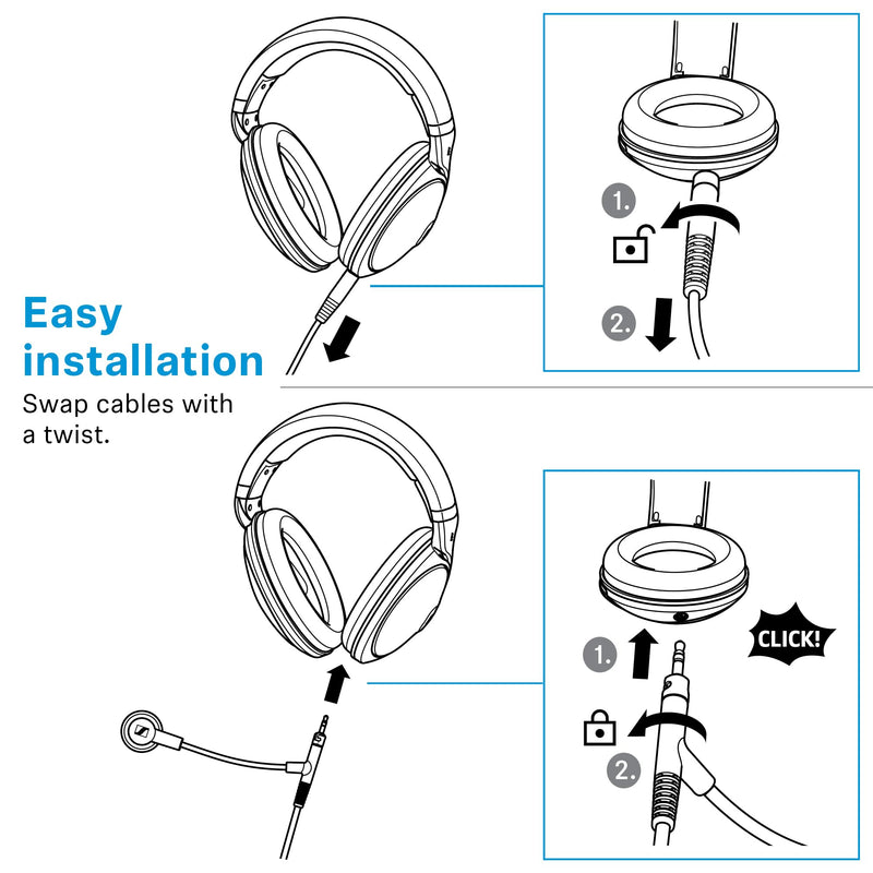 Sennheiser HD 500 BAM, Plug-in Boom Arm Mic for Gaming, Volume Controls