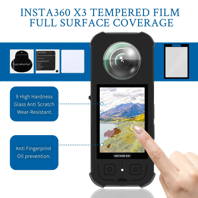 [AUSTRALIA] - Camera Protective Accessories Kit for Insta 360 X3 Include Silicone Protective Cover/Screen Protectors/Camera Case(with Buckle)/Front Behind Lens Guard 