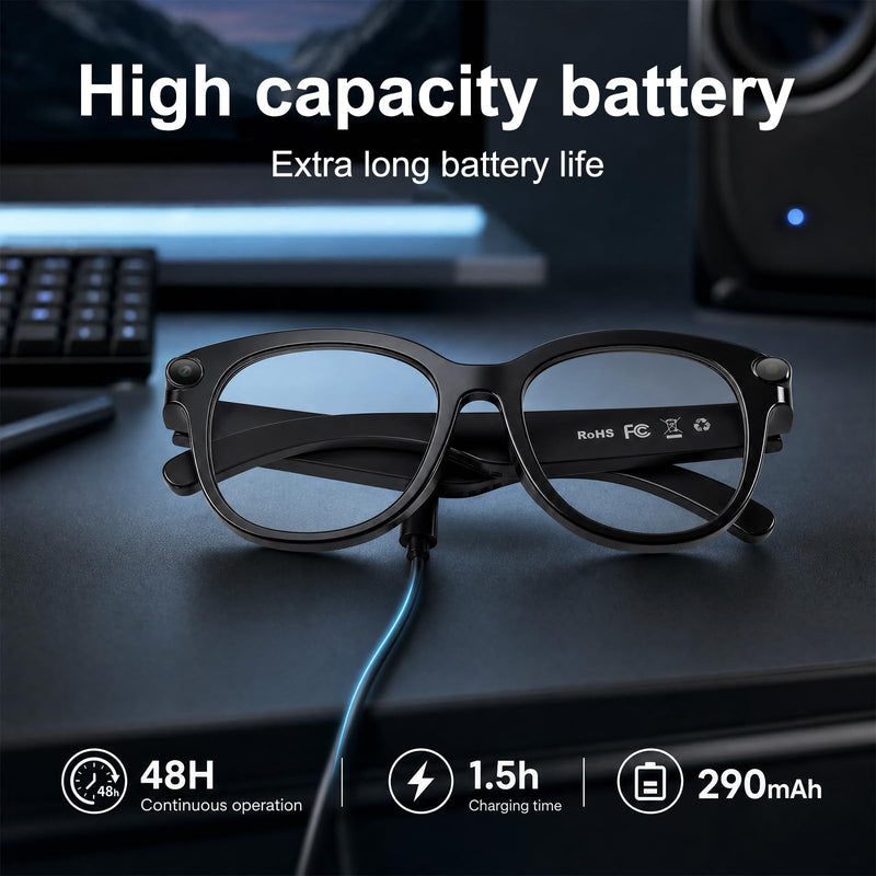 Smart Glasses 8MP Camera Real Time Translation AI Voice Object Recognition