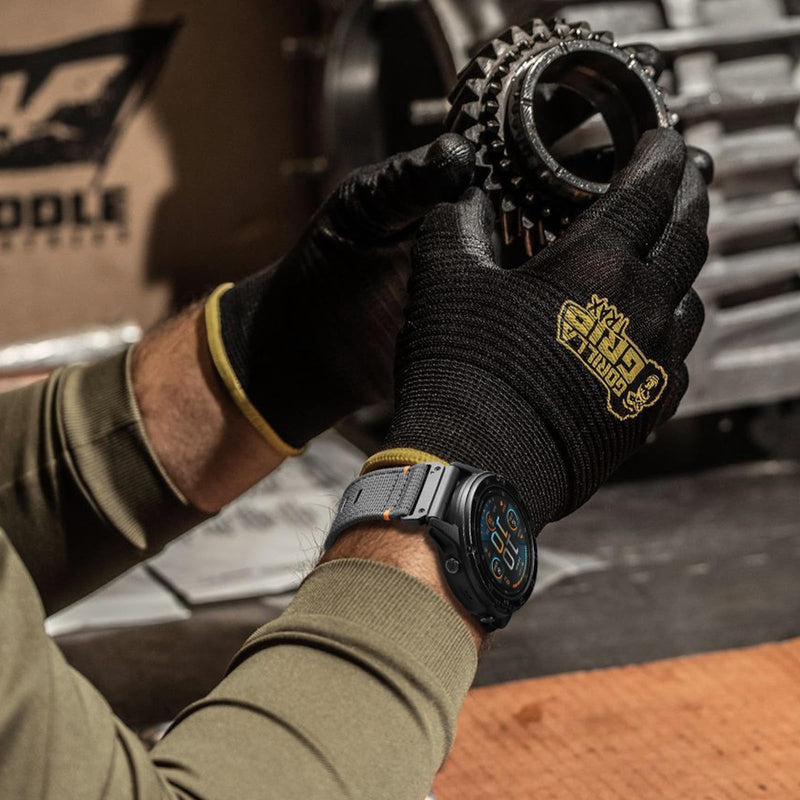 Bandletic Rugged Nylon Soft Compatible with Garmin 22MM 26MM Watch Band | Soft Tactical Replacement Straps for Instinct/Fenix/Tactix Delta/Descent/Epix/Epix Pro/Enduro/Quatix/Approach/Forerunner/MARQ Darkgray 26mm (5.9"-7.9")