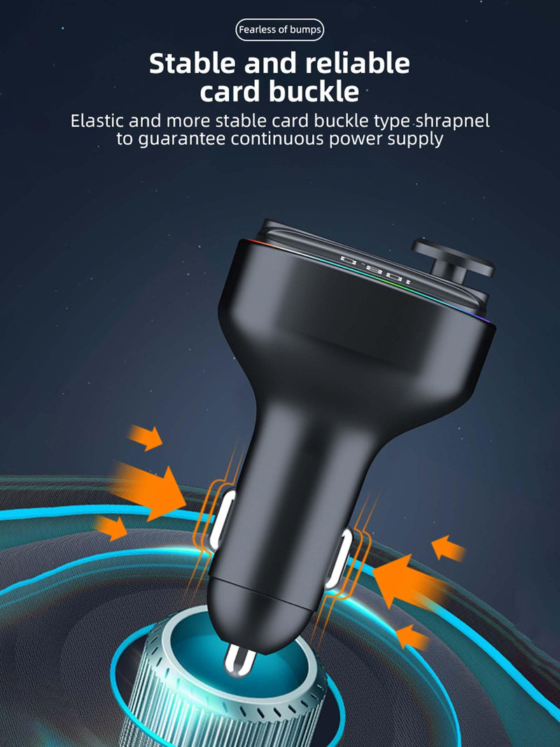 [AUSTRALIA] - Bluetooth 5.3 FM Transmitter for Car, Wireless Car Adapter with Hands-Free Calling, Navigation Announcement, USB/AUX Playback, Dual USB & Type-C Fast Charging, for iPhone/Android/Smartphones C4 