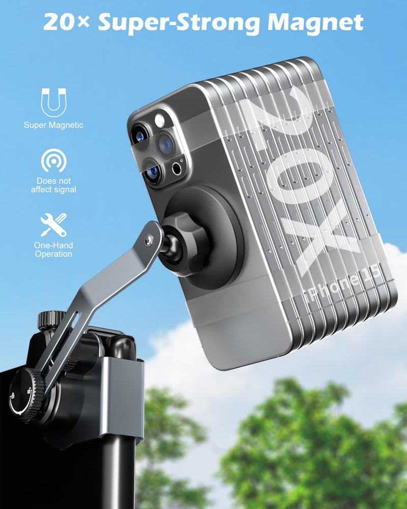 CloudValley Upgrade Phone Mount Car Holder for Tesla Model Y/3 | 【Extendable Metal Holder】 Design for MagSafe Car Accessories for iPhone, Magnetic Phone Holders, Strong Magnet for 3/Y/S/X Magnetic Mount-Black