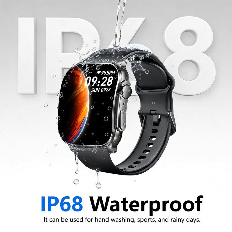 Smart Watch, 2.01" AMOLED Curved Touchscreen Fitness Watch for Men Women, IP68 Waterproof, 24/7 Heart Rate/Sleep Monitor, Fitness Tracker with Pedometer, 120+ Sports Modes, Smartwatch for Android iOS Black