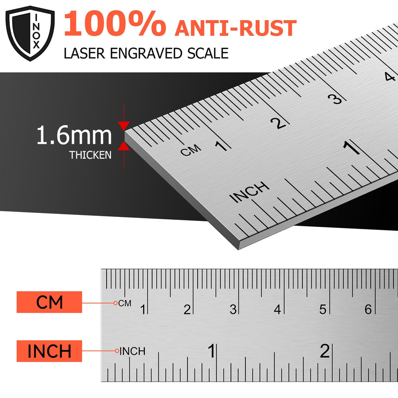 Marking gauge, 30°/45°/60° stop ruler, scribing tool with extra strong stainless steel ruler - 300 mm metal marking gauge with beech wood stopper for woodworking, DIY, crafts