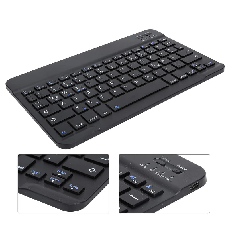 German Keyboard 10Inch Keyboard German Layout USB Computer Keyboard for Laptops, PC(Black) black