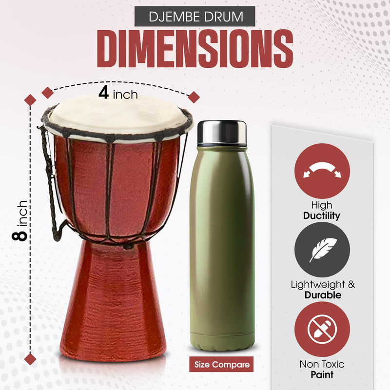 Drums Djembe Drum Djembe jembe is a Rope- goat skin Covered Goblet Drum Played by Hands West Africa style (4x8) Designed in the USA 4x8