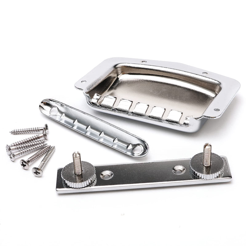 [AUSTRALIA] - Swhmc Guitar Adjustable Fixed Bridge Tailpiece with 3L3R Tuning Pegs Include Bridge Tailpiece Cover and Mounting Screws for Vintage Teisco Electric Guitar 3R+3L 
