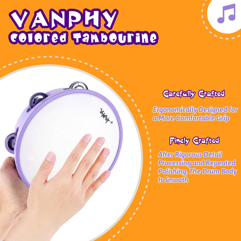 [AUSTRALIA] - Tambourines for beginners Hand Held Tambourine Drum 8 inch Metal Jingles Percussion Musical Instruments for Accompaniments and Christmas Decorations(Purple) single purple 