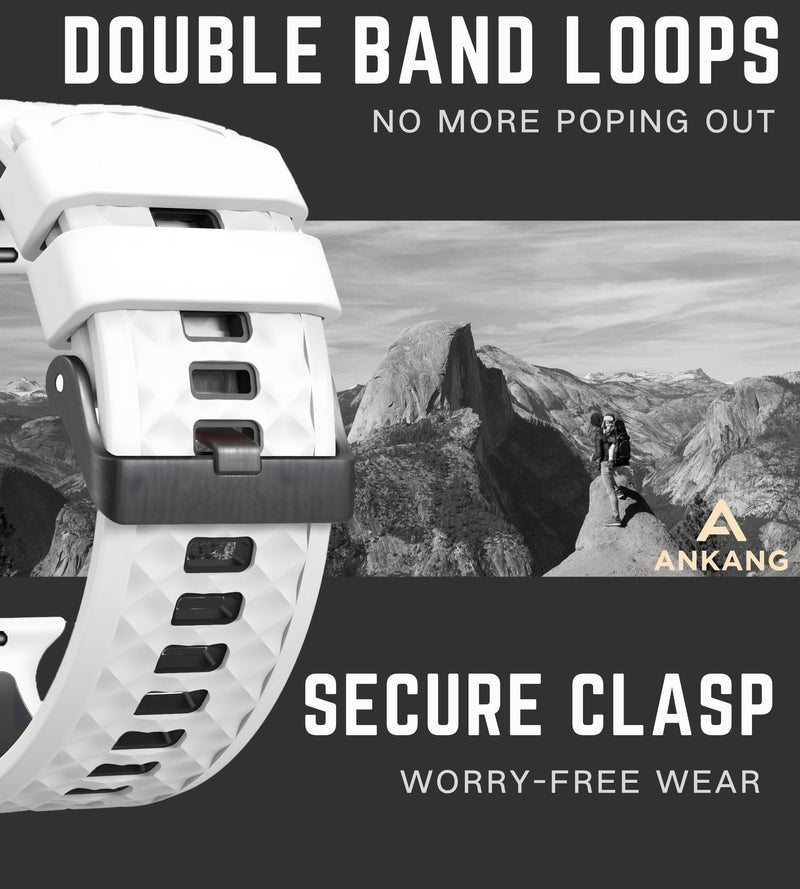 Sport Band for Apple Watch: Silicone Bands for Apple Watch Series 4 5 6 7 8 9 10 SE Ultra 49mm 42mm 44mm 45mm - Breathable Rubber Sports Strap for Workout - Women Men - m/l White Black Green