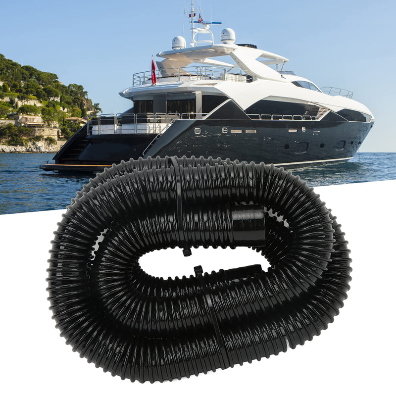 Boat Pump Hose Marine Bilge Pump Installation Kit with Hose Clamps Thru Hull Fitting for Boats Yachts RVs (Black 1 1/8in) Black 1 1/8in