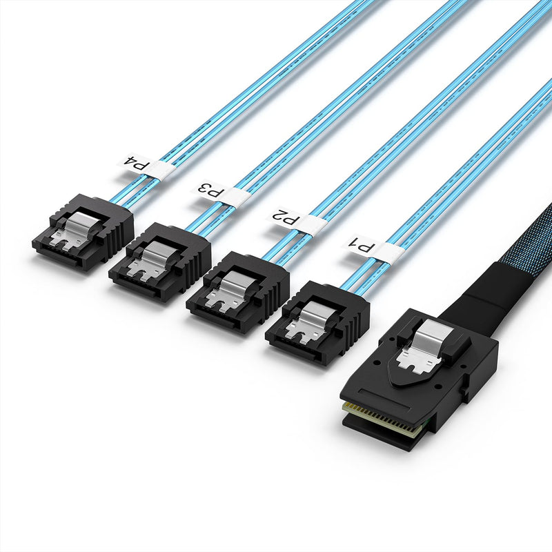 [AUSTRALIA] - Mini SAS to 4 SATA Cable, 36 Pin SFF 8087 Host/Controller to 7 Pin SATA Target/Backplane, Compatible with PERC H310, RAID Controller (SFF-8087 to 4SATA Forward Breakout) 1.6 Feet 1.6ft 