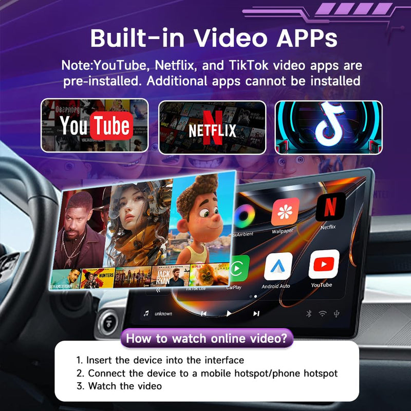 CarlinKit Wireless CarPlay & Android Auto Adapter CP2A Pro AI Box | Supports Mainstream Streaming Video (Built-in), Voice Button etc. Easy to use Plug-and-Play, Wired CarPlay to Wireless