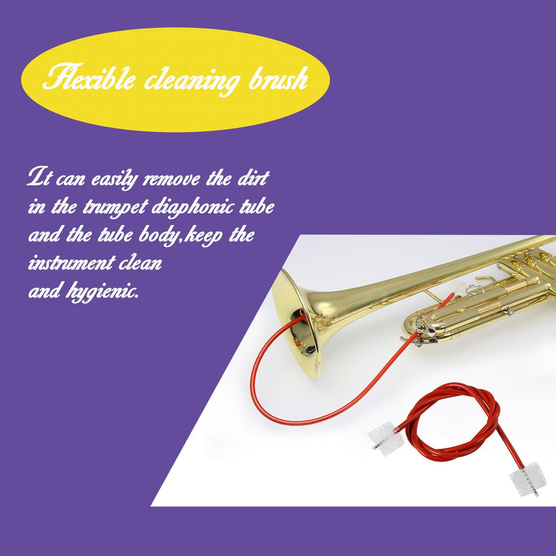 Trumpet Cleaning Kit - Trumpet (Short) Cleaning and Maintenance Kit - Multifunctional Trumpet Care Kit: Valve Oil x2, Cork Grease, Cleaning Cloth, Mouthpiece, Cleaning Brush, Gloves trumpet cleaning kit