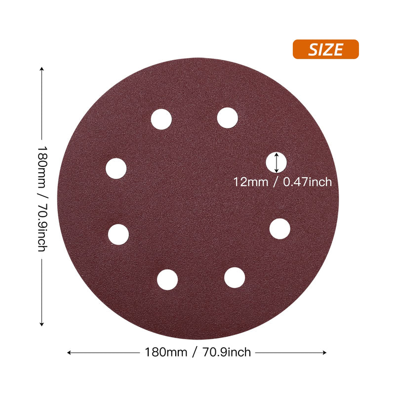 180 mm Sanding Discs Grit 120, Pack of 40 Sandpaper 180 mm Velcro Sanding Sheets for Wall Ceiling Sander 120 grit