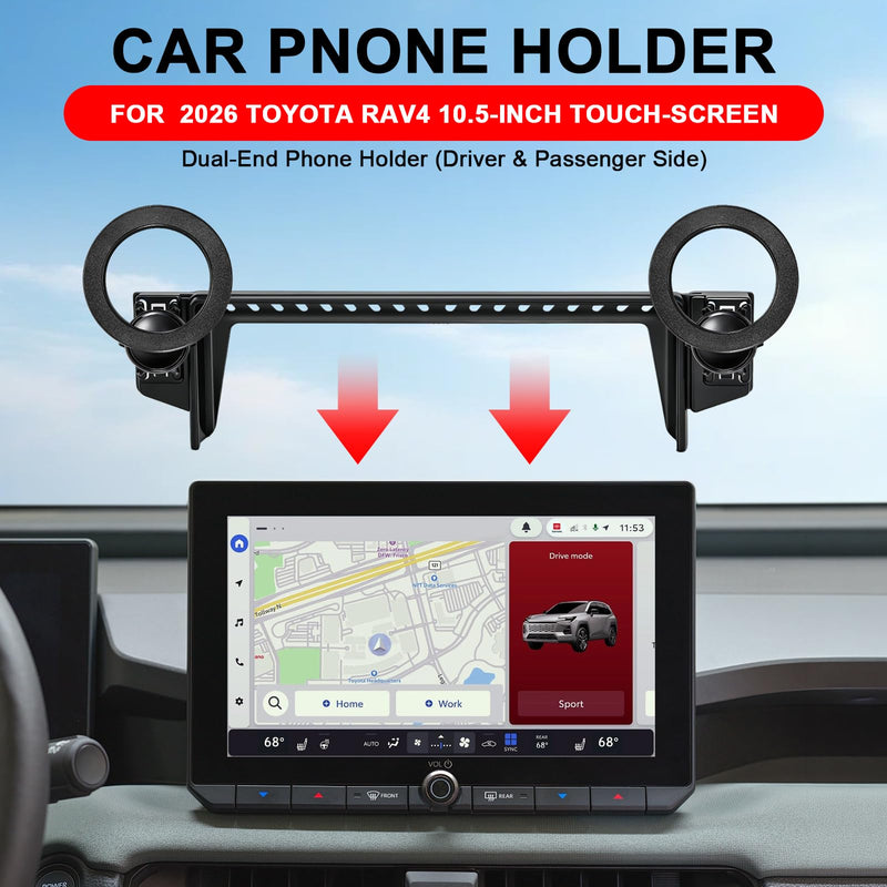 Dual-End Car Phone Holder for Toyota RAV4 2026 Accessories 10.5-Inch Screen | Strong Magnetic Cell Phone Mount for Magsafe iPhone, 360° Hands-Free No Air Vent Blockage One-Hand Operation Stable Stand For Toyota 2026 RAV4 10.5-inch