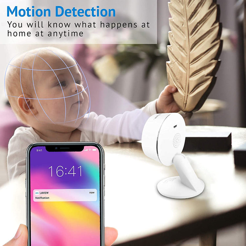 Smart Indoor Security Camera for Home(2 Pack), 1080p HD Baby Monitor with Motion and Sound Detection,Two-Way Audio, Night Vision, US Cloud Server & SD Card Storage, Compatible with Alexa White 2 Pack