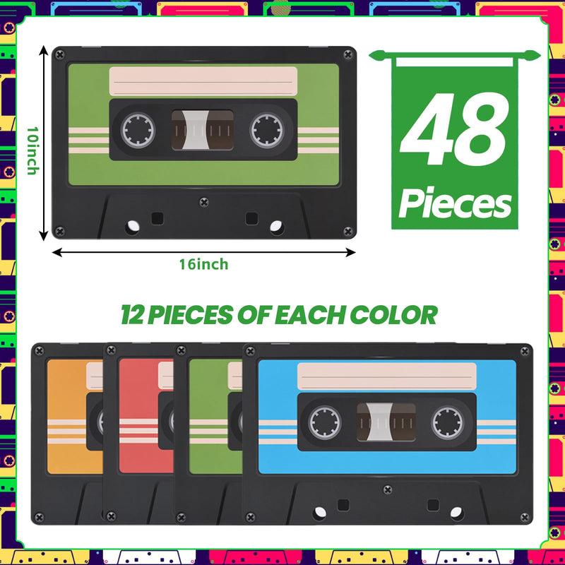 [AUSTRALIA] - 48 Pack Cassette Paper Placemats 80s Party Decorative Place Mats Cassette Hip Hop Party Table Mats for Retro 70s 80s 90s Theme Birthday Anniversary Music Party Supplies Table Decorations 