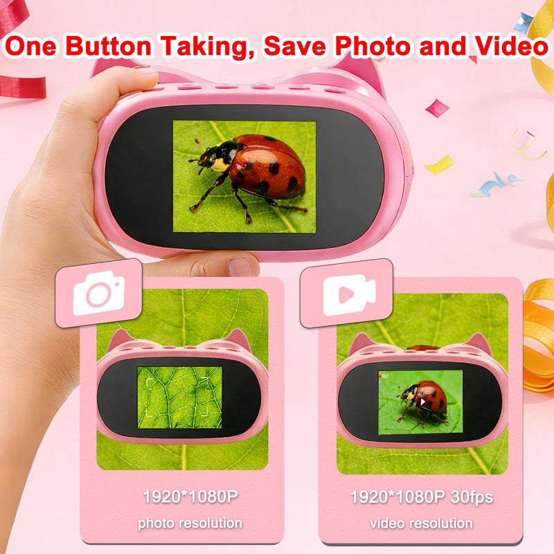[AUSTRALIA] - 1000X Digital Microscope for Kids &Binoculars,Handheld Kids Microscope with 2.0" Screen,Rechargeable USB Portable Microscope,STEM Education Toys Christmas Birthday Gifts for Kids Boys Girls Ages 4-12 Pink 