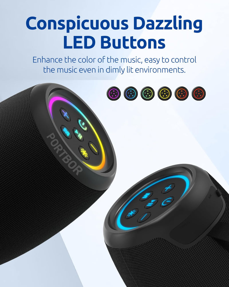 Bluetooth Speaker, Powerful Stereo Sound Portable Wireless Speaker with FM Radio,IPX5 Waterproof, USB C Rechargeable, Dual Pairing, for Outdoor Camping Hiking Party Beach Cool Electronics Gadgets Gift