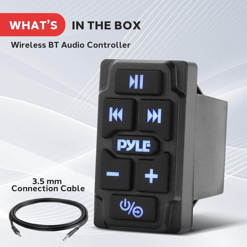 Pyle Rocker Switch Wireless BT Audio Controller, Waterproof Rated Marine Receiver Remote Control for Car, Truck, Boat, 4x4, PowerSport Vehicles, Connect and Stream Audio from External Devices