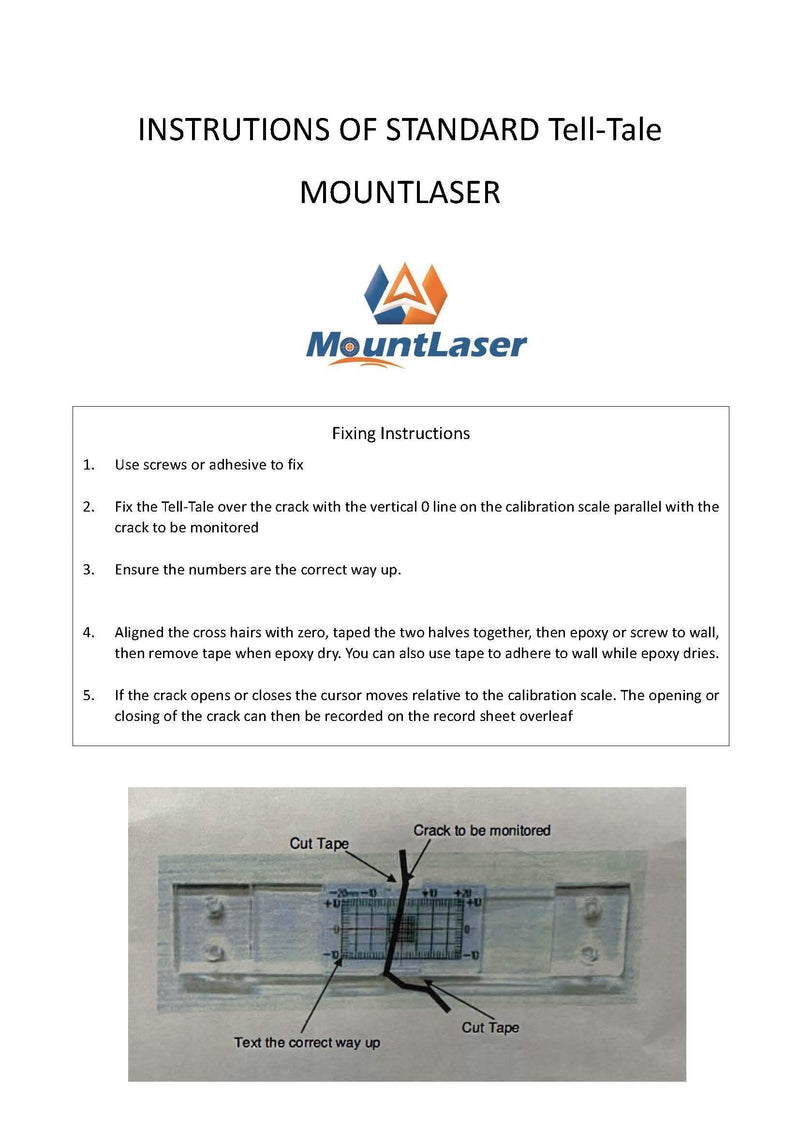 [AUSTRALIA] - Crack Monitoring Record, Standard Tell-Tale Crack Monitor for The Standard and Corner Tell-Tale (5PCS) 5PCS 