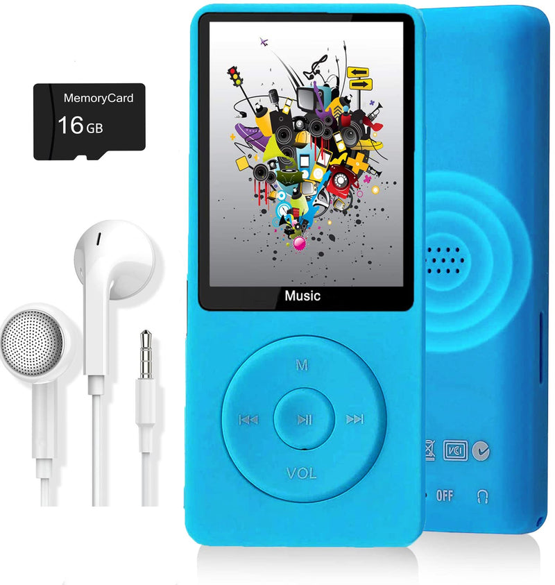 MP3 Player, Music Player with 16GB Micro SD Card, Build-in Speaker/Photo/Video Play/FM Radio/Voice Recorder/E-Book Reader, Supports up to 128GB